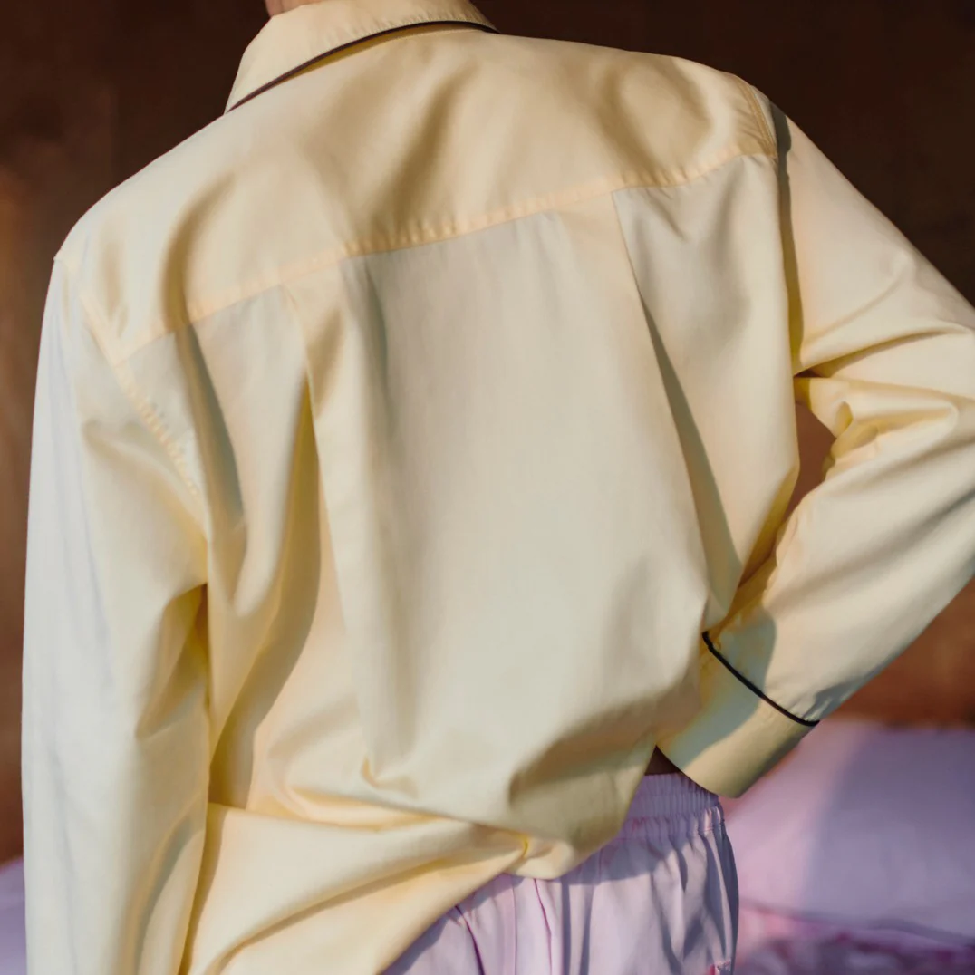 Outline Pyjama Long Sleeve Shirt - M/L Soft Yellow - Image 2