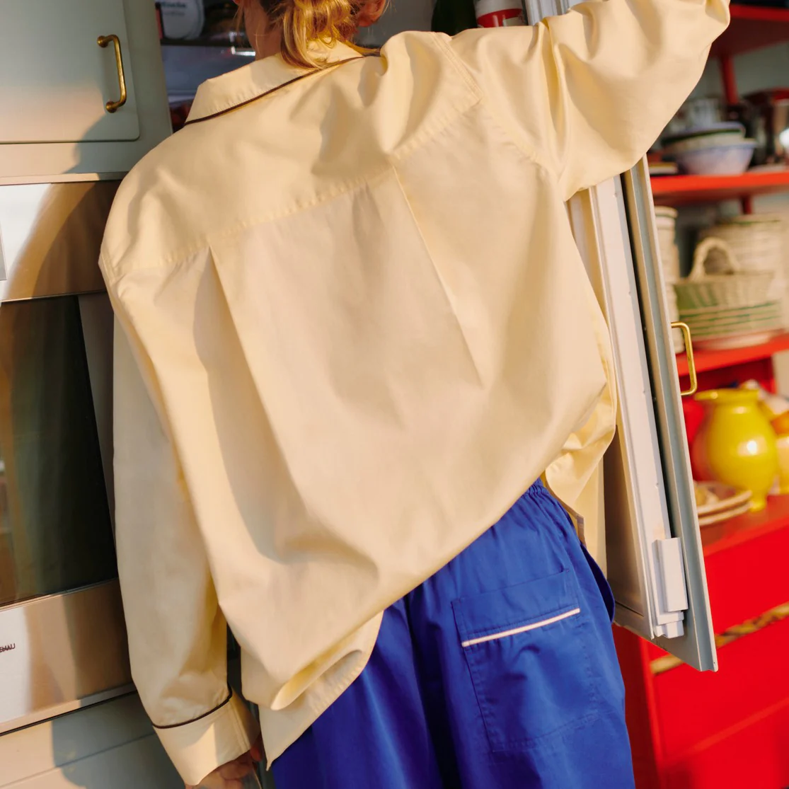 Outline Pyjama Long Sleeve Shirt - M/L Soft Yellow - Image 3