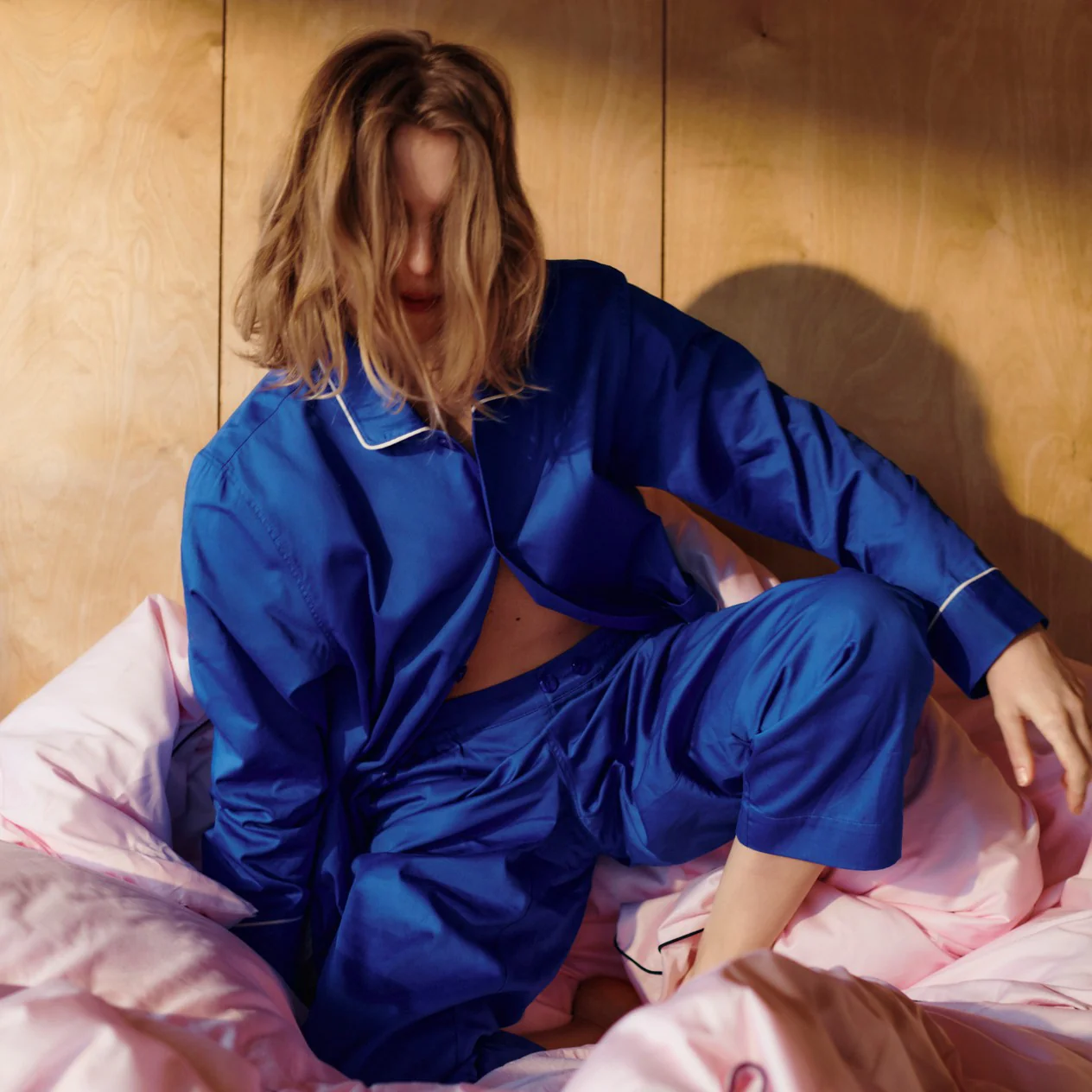 Outline Pyjama Long Sleeve Shirt - M/L Vivid Blue - Image 5
