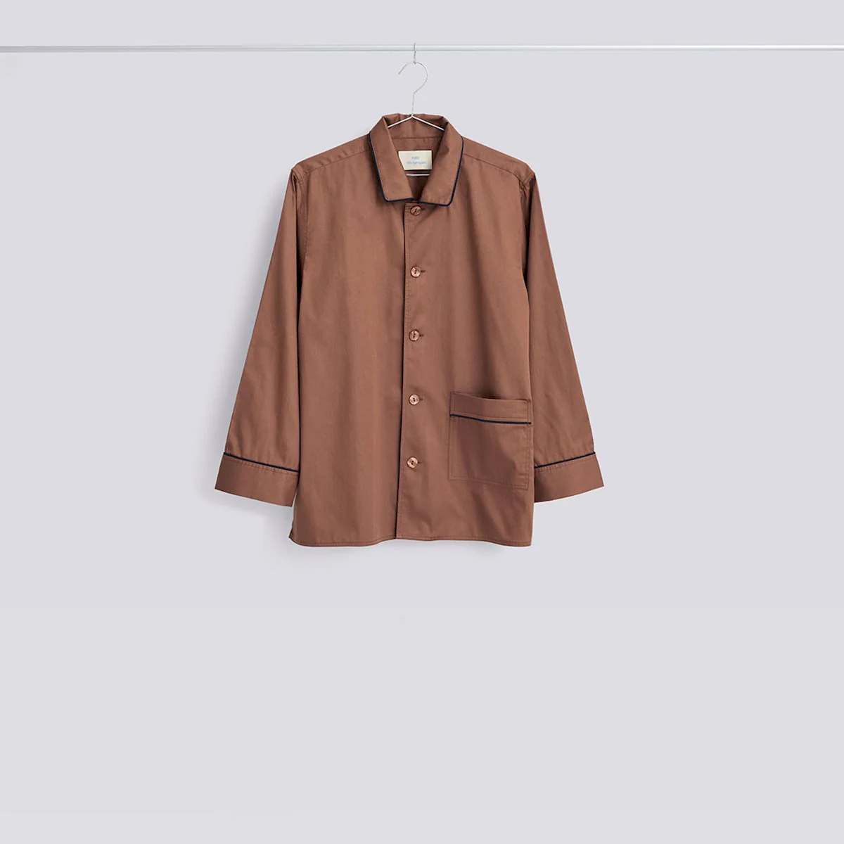 Outline Pyjama Long Sleeve Shirt - S/M Milk Chocolate