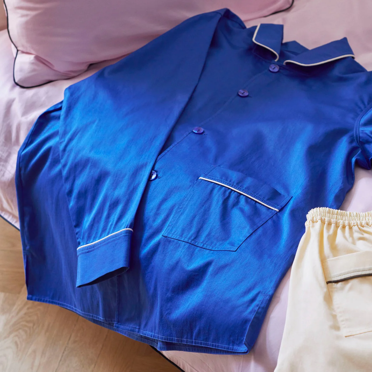 Outline Pyjama Long Sleeve Shirt - S/M Vivid Blue - Image 4