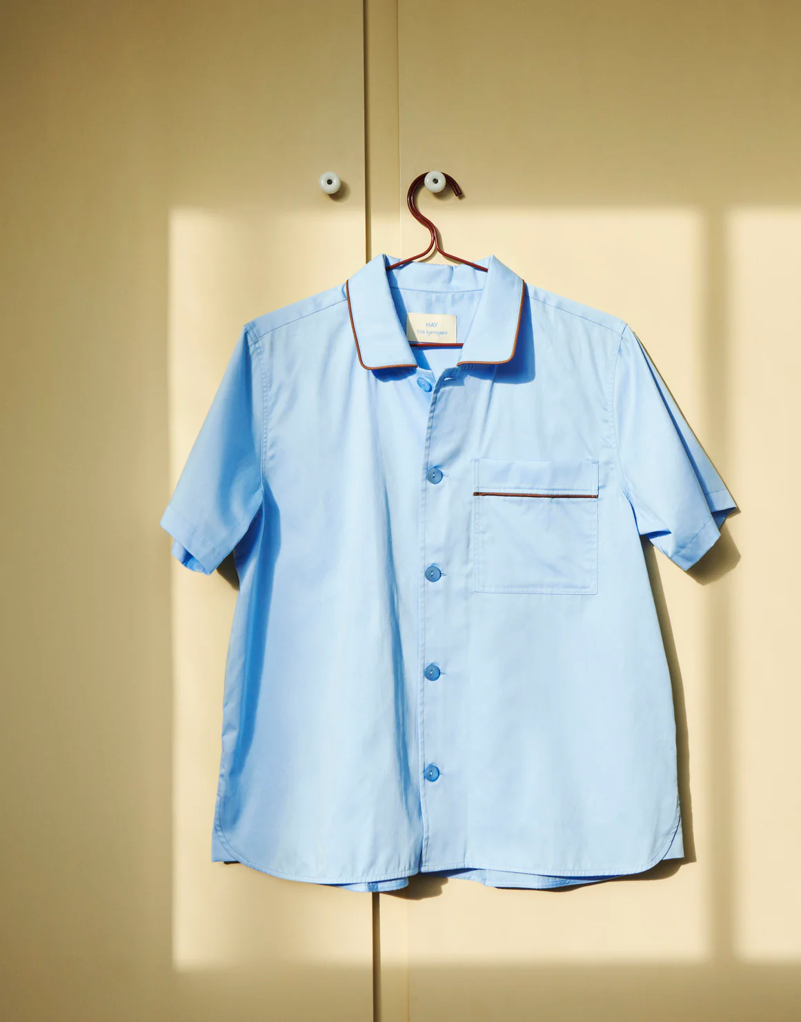 Outline Pyjama Short Sleeve Shirt - M/L Soft Blue - Image 5