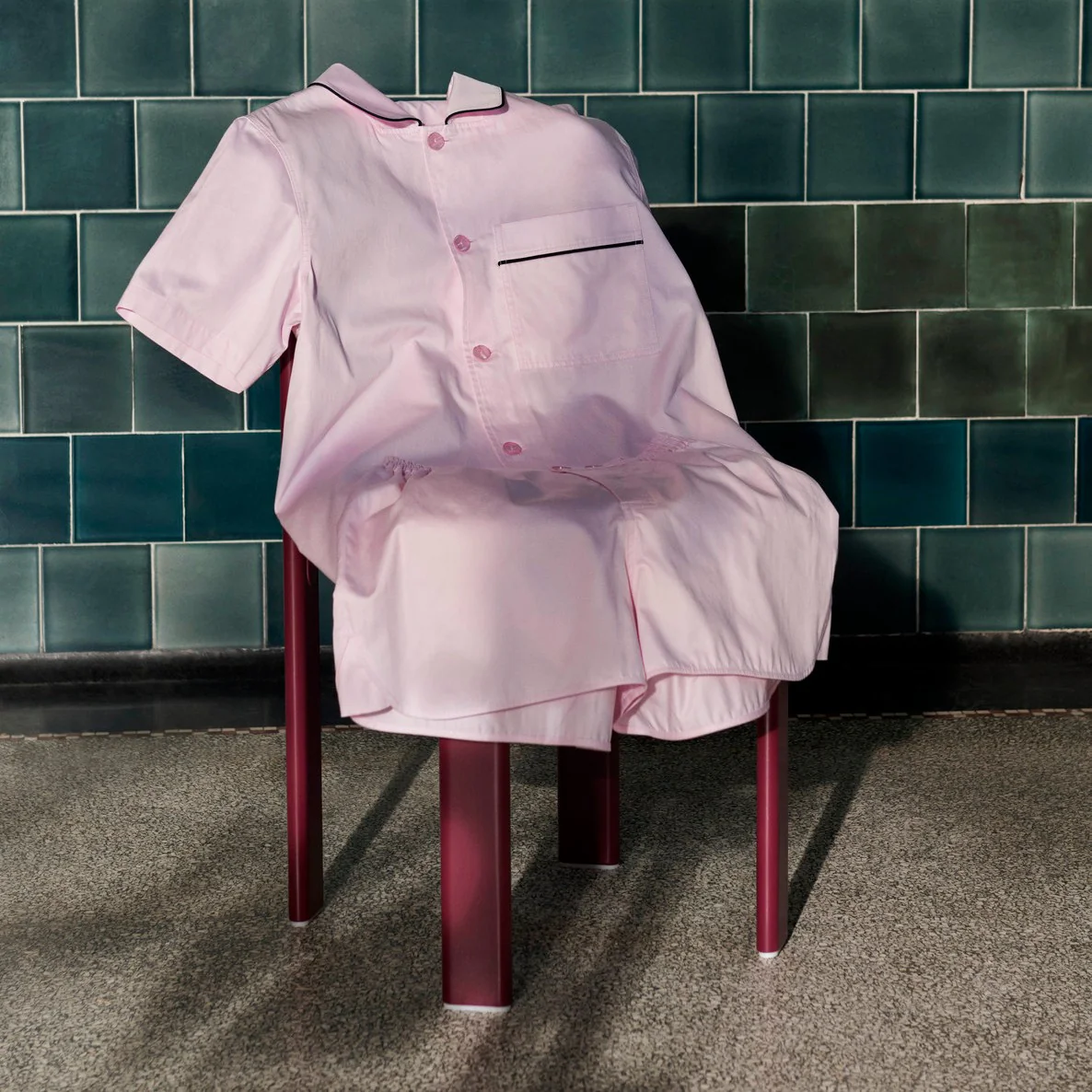 Outline Pyjama Short Sleeve Shirt - M/L Soft Pink - Image 2