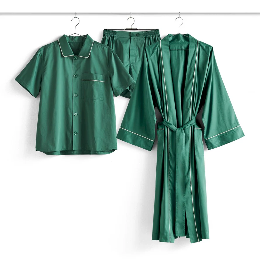 Outline Pyjama Short Sleeve Shirt - S/M Emerald Green - Image 4