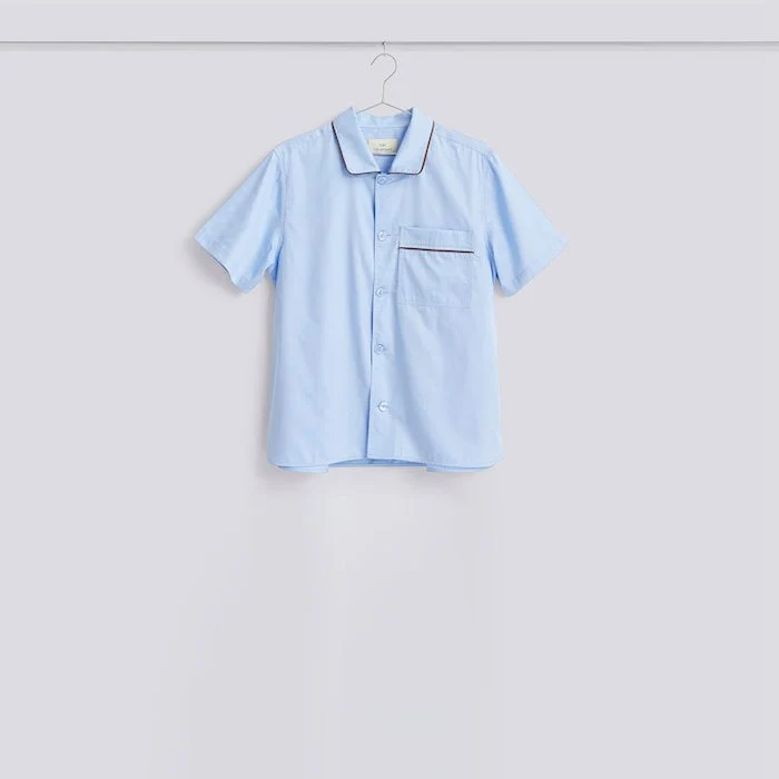 Outline Pyjama Short Sleeve Shirt - XS/S Soft Blue